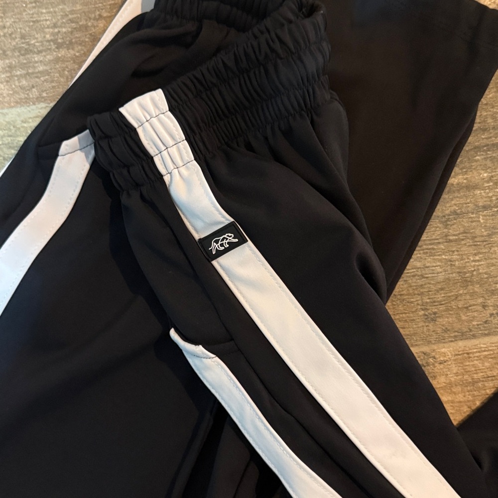 Black Tiger Friday Kids Athletic Track Pants with White Side Stripe - Picture 2 of 3